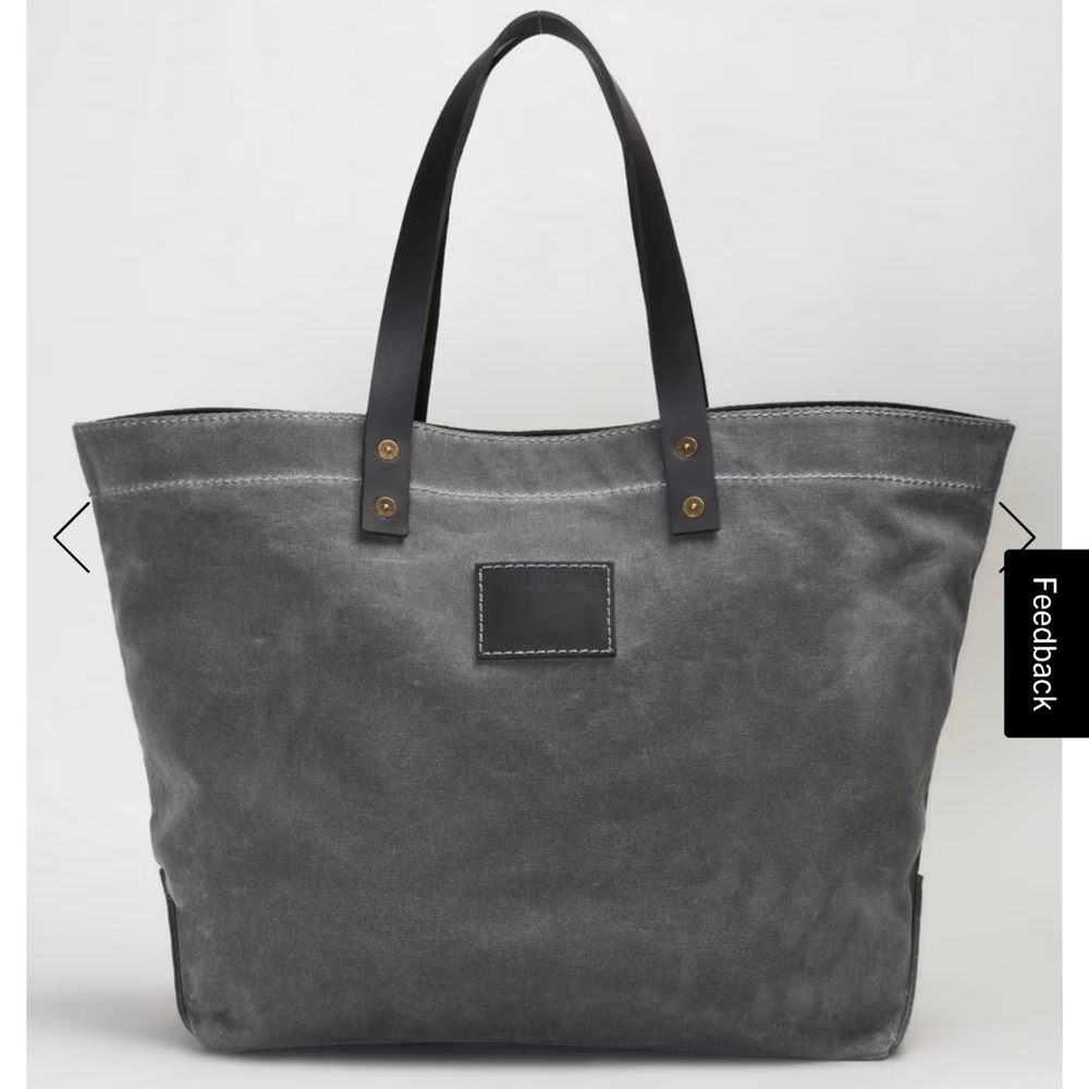 True Religion dyed denim and leather tote